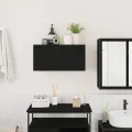 Armoire murale de bain noir 60x25x30 cm bois d'ingénierie
