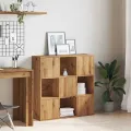 Bibliothèque chêne artisanal 90x28x90 cm bois d'ingénierie