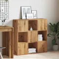 Bibliothèque chêne artisanal 90x28x90 cm bois d'ingénierie