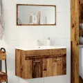 Meuble lavabo de salle de bain vieux bois bois d'ingénierie