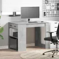 Bureau avec tiroir et étagère gris béton bois d'ingénierie