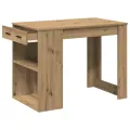 Bureau avec tiroir et étagère chêne artisanal bois d'ingénierie