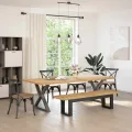 Banc à manger NOAIN pieds en forme de U 180x40x45 cm massif pin