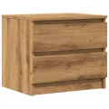 Table de chevet chêne artisanal 50x40x43.5 cm bois d’ingénierie