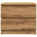 Table de chevet chêne artisanal 50x40x43.5 cm bois d’ingénierie