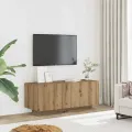 Meuble TV chêne artisanal 100x35x40 cm bois d'ingénierie