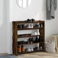 Étagère à chaussures chêne fumé 80x25x81 cm bois d'ingénierie