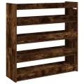 Étagère à chaussures chêne fumé 80x25x81 cm bois d'ingénierie