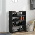 Étagère à chaussures noir 80x25x61,5 cm bois d'ingénierie