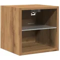 Meuble TV mural avec lumières LED chêne artisanal 30x28,5x30 cm