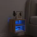 Meuble TV mural avec lumières LED chêne artisanal 30x28,5x30 cm