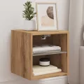 Meuble TV mural avec lumières LED chêne artisanal 30x28,5x30 cm