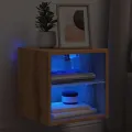 Meuble TV mural avec lumières LED chêne artisanal 30x28,5x30 cm