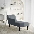 Fauteuil long avec accoudoir droit gris foncé velours