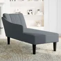 Fauteuil long avec accoudoir droit gris foncé velours