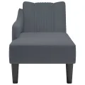 Fauteuil long avec accoudoir droit gris foncé velours