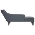 Fauteuil long avec accoudoir droit gris foncé velours