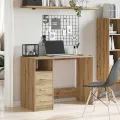 Bureau chêne artisanal 102x76x50 cm bois d'ingénierie