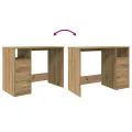 Bureau chêne artisanal 102x76x50 cm bois d'ingénierie