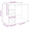 Bureau chêne artisanal 102x76x50 cm bois d'ingénierie