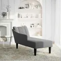 Fauteuil long avec accoudoir droit gris foncé tissu