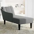 Fauteuil long avec accoudoir droit gris foncé tissu