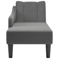 Fauteuil long avec accoudoir droit gris foncé tissu