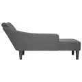 Fauteuil long avec accoudoir droit gris foncé tissu