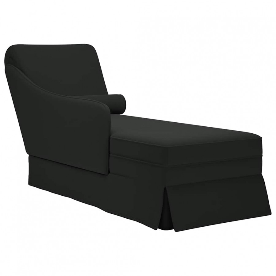 Fauteuil long avec traversin et accoudoir droit noir velours