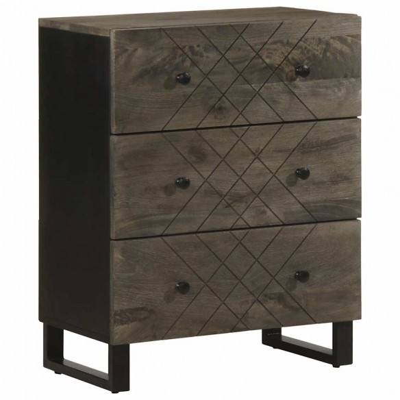 Buffet noir 60x33x75 cm bois massif de manguier