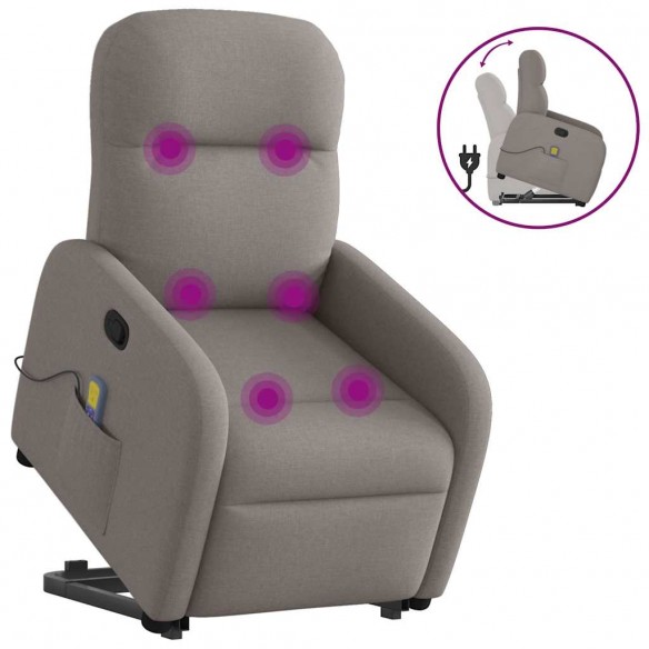 Fauteuil inclinable de massage Taupe Tissu