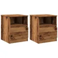 Table de chevet 2 pcs vieux bois 40x40x50 cm bois d’ingénierie