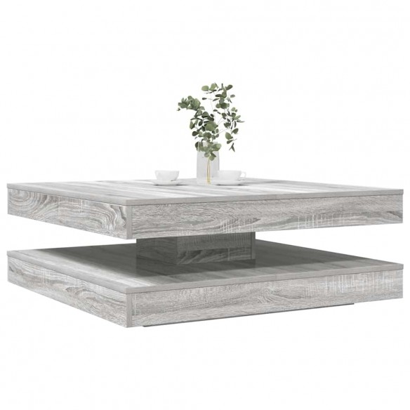 Table basse rotative à 360 degrés sonoma gris 90x90x34,5 cm