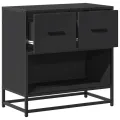 Table de chevet noir 60x31x60 cm bois d'ingénierie et métal