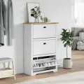  Étagère à chaussures BODO blanc et marron 80x35x118 cm