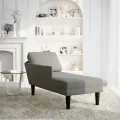 Chaise longue avec coussin gris clair tissu en velours côtelé