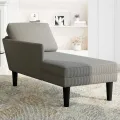 Chaise longue avec coussin gris clair tissu en velours côtelé
