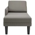 Chaise longue avec coussin gris clair tissu en velours côtelé