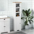 Armoire de salle de bain BODO blanc et marron 44x30x160 cm