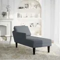 Fauteuil long et coussin et accoudoir droit gris foncé velours