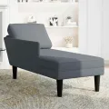 Fauteuil long et coussin et accoudoir droit gris foncé velours