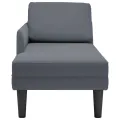 Fauteuil long et coussin et accoudoir droit gris foncé velours