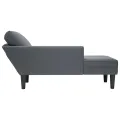 Fauteuil long et coussin et accoudoir droit gris foncé velours