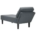 Fauteuil long et coussin et accoudoir droit gris foncé velours
