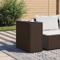 Table d'appoint de jardin avec dessus en verre marron rotin