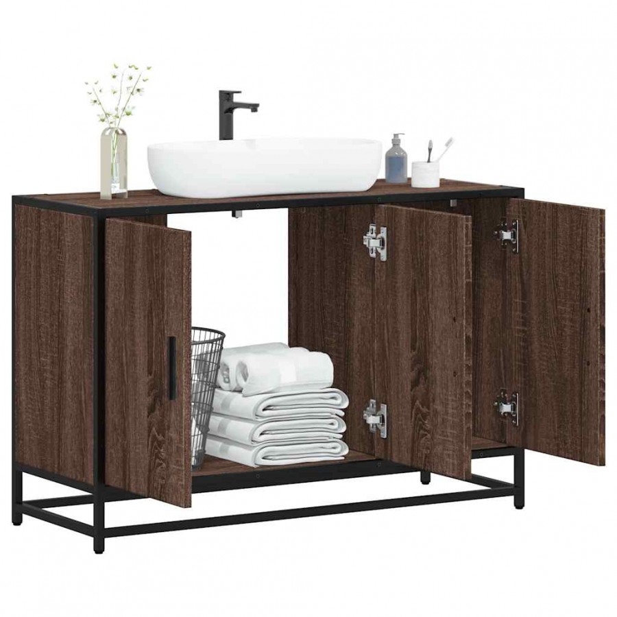 Armoire de lavabo de salle de bain chêne marron 90x33x60 cm