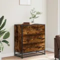 Buffet chêne fumé 68x35x76 cm bois d'ingénierie et métal