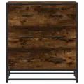 Buffet chêne fumé 68x35x76 cm bois d'ingénierie et métal