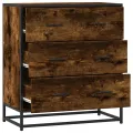 Buffet chêne fumé 68x35x76 cm bois d'ingénierie et métal