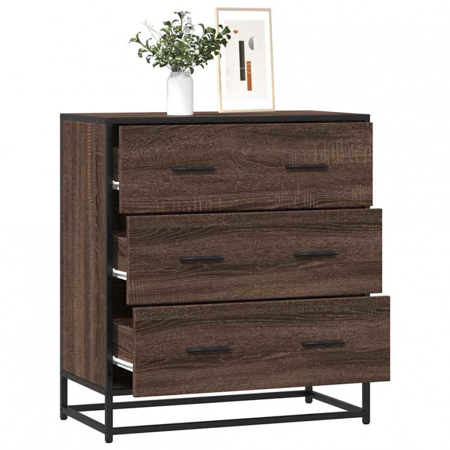 Buffet chêne marron 68x35x76 cm bois d'ingénierie et métal